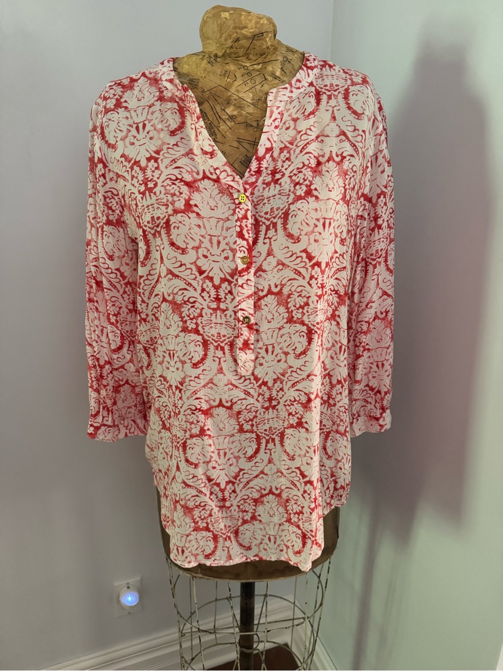 Women’s orange& White Printed Tunic Top